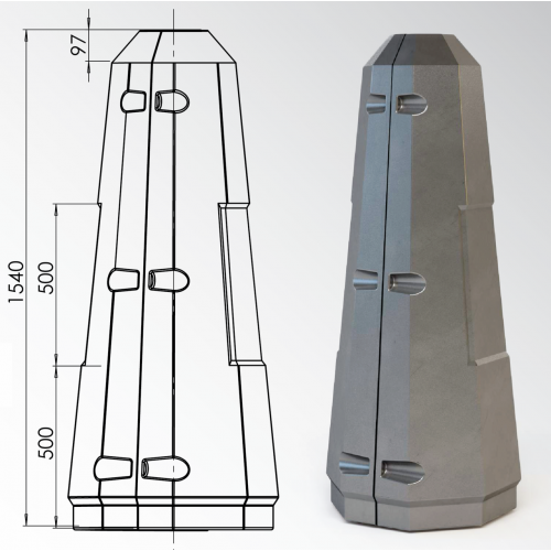 Цоколь восьмигранный стеклопластиковый А1 380х1540 мм в Казани

